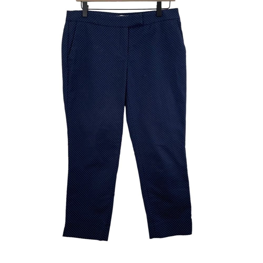PAIGE Womens Pants Blue Size 8 Cotton Blend Polka Dots Missing Button